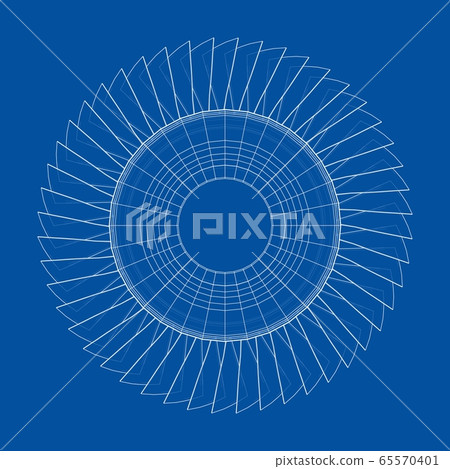 Turbine wheel concept outline. Vector 65570401