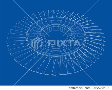 Turbine wheel concept outline. Vector 65570402