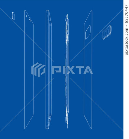 Disassembled smartphone concept outline. Vector Disassembled smartphone concept outline. Vector 65570447
