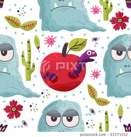 Monster vector seamless pattern. 65571032