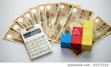 錢10,000日元比爾計算器塊 65571318