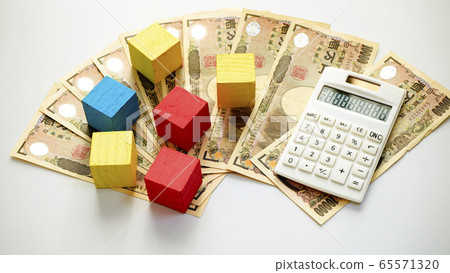 錢10,000日元比爾計算器塊 65571320