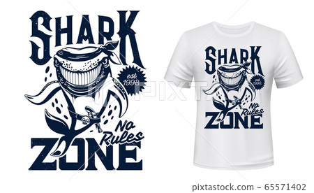 T-shirt print with shark animal mascot 65571402
