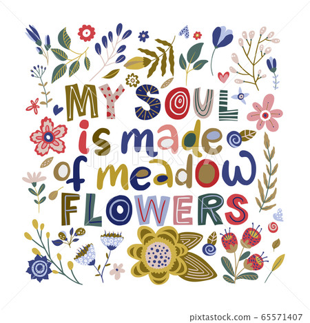 Floral color vector lettering card. 65571407