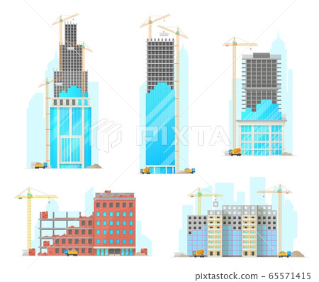 Building construction isolated vector icons - Stock Illustration ...