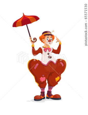 Big top circus isolated clown with umbrella Big top circus isolated clown with umbrella 65571530