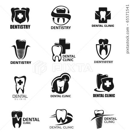 Dentistry icons, dental clinic isolated signs - Stock Illustration ...