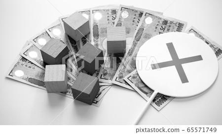 Money 10,000-yen bill Placard X-block Block black and white Money 10,000-yen bill Placard X-block Block black and white 65571749