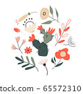 Pattern set of a lot of different tropical exotic leaves 65572310