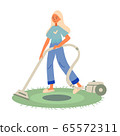 Young little blonde girl wants to help her mother in housekeeping 65572311