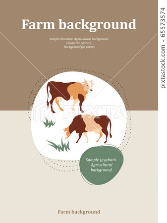 Sample brochure. Agricultural background. Cow silhouette made of multi-colored segments. Sample brochure. Agricultural background. Cow silhouette made of multi-colored segments. 65573574