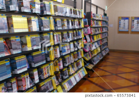 Blurred image of rental video shop Blurred image of rental video shop 65573841