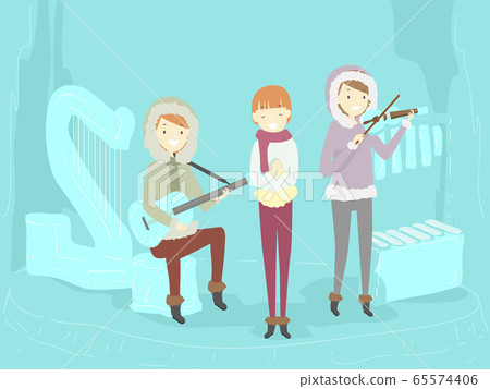 People Ice Instruments Performance Illustration People Ice Instruments Performance Illustration 65574406