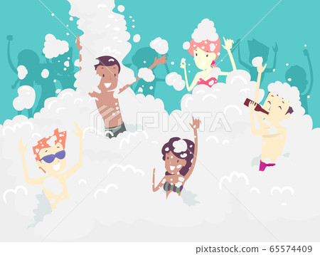 People Foam Party Fun Beer Illustration People Foam Party Fun Beer Illustration 65574409