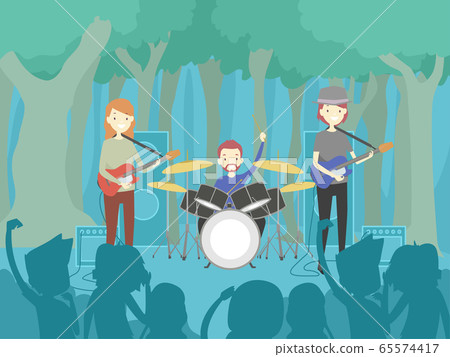 People Band Perform Forest Illustration People Band Perform Forest Illustration 65574417