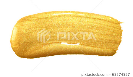Gold color paint brush stroke. Acrylic golden Gold color paint brush stroke. Acrylic golden 65574537