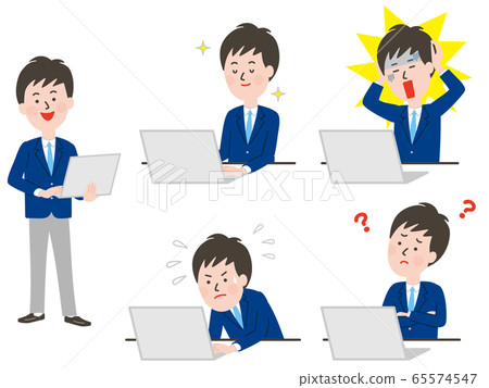 Facial expression of a male student operating a computer Facial expression of a male student operating a computer 65574547