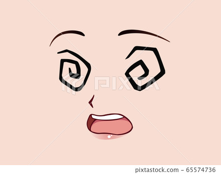 Premium Vector  Scared anime face manga style funny eyes little nose and  kawaii mouth hand drawn vector cartoon illustration