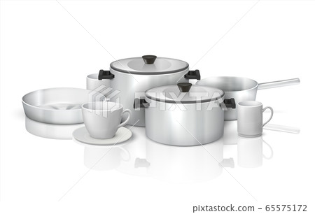 Realistic Cookware 3d Kitchen Utensils And Stock Illustration 65575172 Pixta