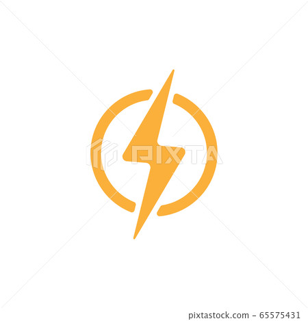 Lightning electric in circle. Energy and thunder electricity symbol concept. Flash bolt sign for web-site and logo. Flat vector illustration EPS 10. 65575431