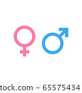 Male and female symbol in blue and pink colour. Gender icon for man and woman. Flat vector illustration EPS 10 65575434