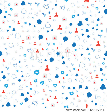 Seamless pattern with Icons of social networks and symbols of notifications. Flat vector illustration EPS 10 Seamless pattern with Icons of social networks and symbols of notifications. Flat vector illustration EPS 10 65575441