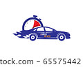 Express delivery icon. Fast shipping with automobile silhouette and timer with inscription on white background. Flat vector illustration EPS10 65575442