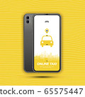 Online Taxi mobile app with icon car in smartphone. Flat vector illustration EPS10 65575447