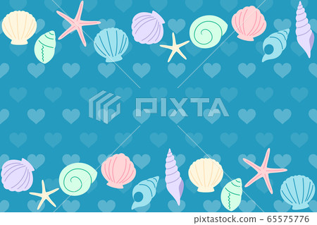 Seashell frame rectangle blue - Stock Illustration [65575776] - PIXTA