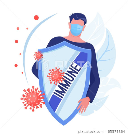 Man health protection from bacterium or disease. Immune concept. Vector 65575864