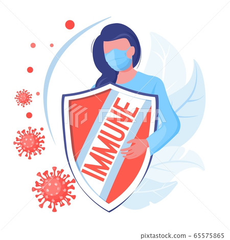 Woman health protection from bacterium or disease. Immune concept. Vector Woman health protection from bacterium or disease. Immune concept. Vector 65575865