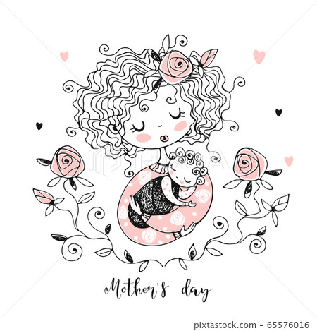 The mother with the baby. Mother's day card. Vector The mother with the baby. Mother's day card. Vector 65576016