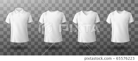 Realistic mockup of male white polo shirt 65576223