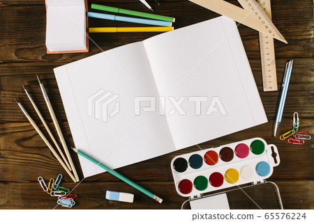 1 September concept postcard, teachers day, back to school, supplies, toned vintage 65576224