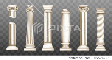 Ancient broken greek columns, baroque pillars 65576228