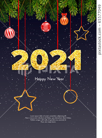 Holiday Gift Card Happy New Year And Golden Stock Illustration 65577049 Pixta