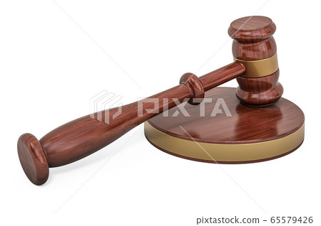 Wooden gavel closeup, 3D rendering 65579426