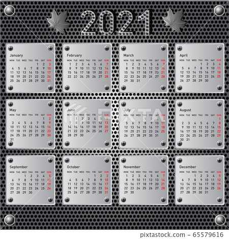 Stylish calendar with metallic effect for 2021 Stylish calendar with metallic effect for 2021 65579616