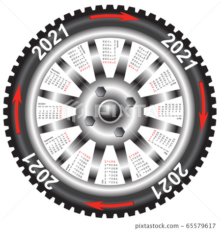 The Calendar 2021 year wheel black car The Calendar 2021 year wheel black car 65579617