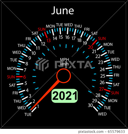 The 2021 year calendar speedometer car June The 2021 year calendar speedometer car June 65579633