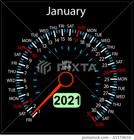 The 2021 year calendar speedometer car January The 2021 year calendar speedometer car January 65579638