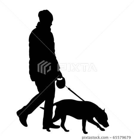 Silhouette of woman and dog on a white background Silhouette of woman and dog on a white background 65579679