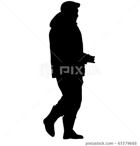 Silhouette of a walking man on a white background 65579688