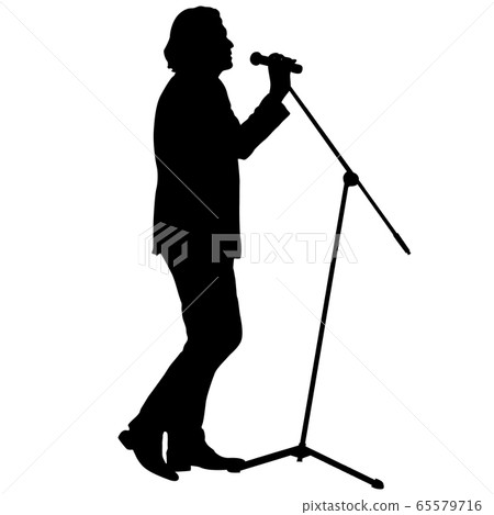 Silhouette of the guy beatbox with a microphone Silhouette of the guy beatbox with a microphone 65579716