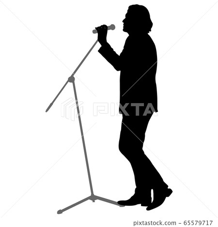 Silhouette of the guy beatbox with a microphone Silhouette of the guy beatbox with a microphone 65579717
