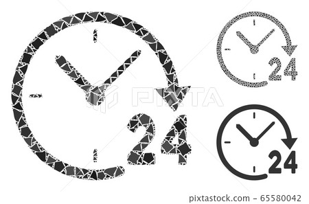 Uneven 24 Hours Clock Icon Collage 65580042