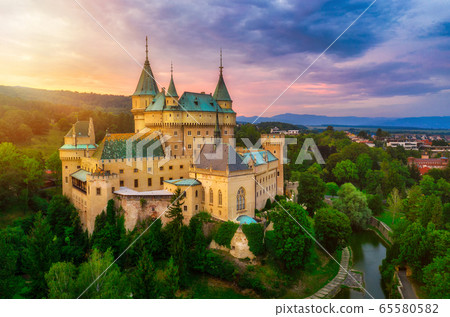 Aerial view of Bojnice medieval castle, UNESCO Aerial view of Bojnice medieval castle, UNESCO 65580582