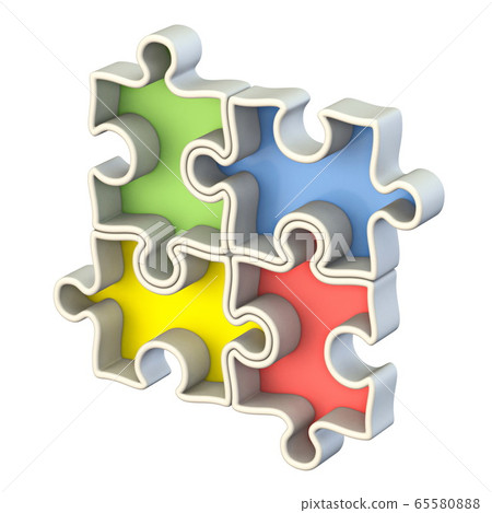 Four basic color jigsaw puzzle 3D Four basic color jigsaw puzzle 3D 65580888