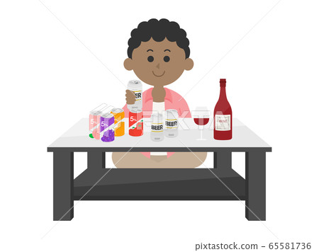 一個黑人在家裡喝酒的插圖 一個黑人在家裡喝酒的插圖 65581736