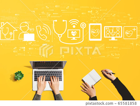 Telemedicine theme with people working together Telemedicine theme with people working together 65581858